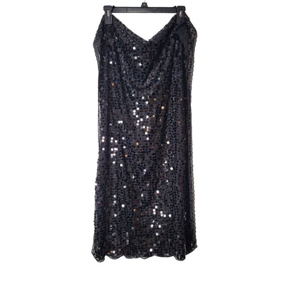 Black Sequin Scarf With Sheer Fabric Lightweight Elegant Design 21" Wide x 35.5" - Picture 12 of 16